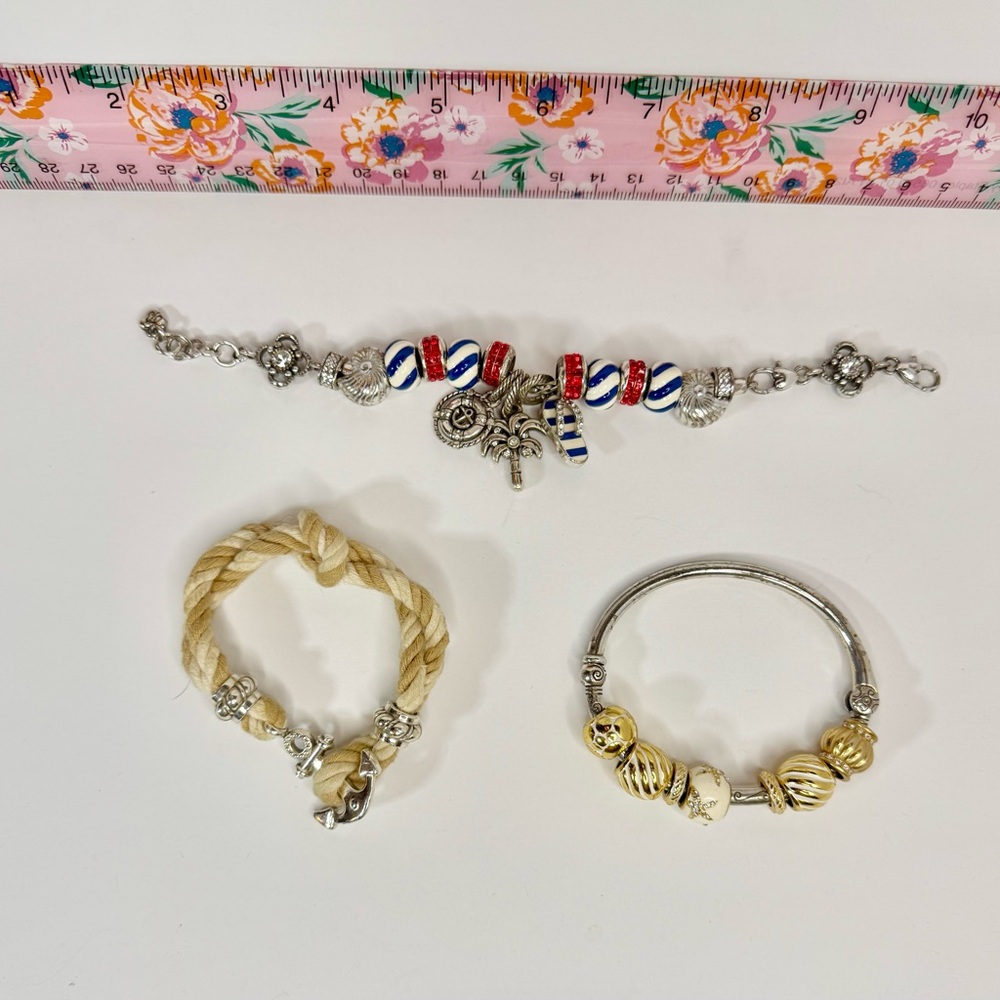 Brighton Nautical Bracelet Set – Anchor, Red/White/Blue, Gold Starfish